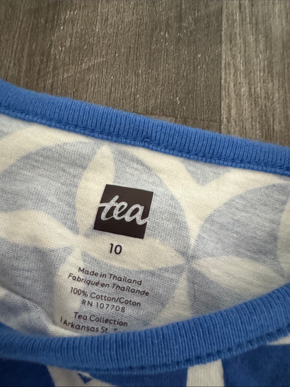 Tea Collection girls dress 10 short sleeve blue white geometric summer - Picture 2 of 8